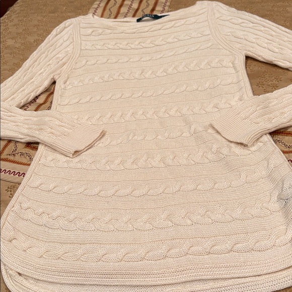 NWOT Ralph Lauren Classic Cream Cable Knit Sweater, 
Cotton Blend, Washable, M - Picture 2 of 8